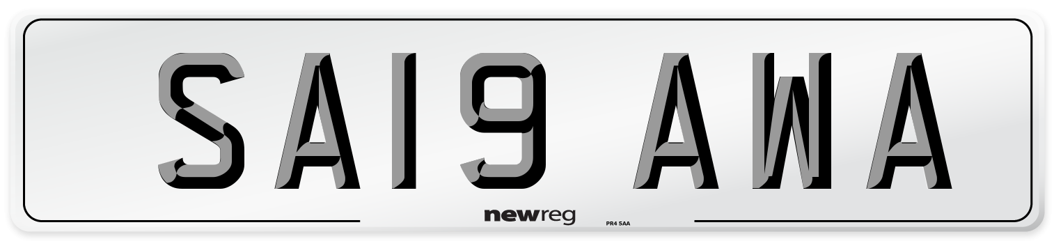 SA19 AWA Number Plate from New Reg